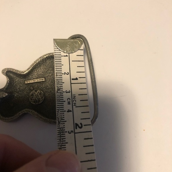 VTG Bergamot Brass Works Red Enamel Fender Stratocaster Belt Buckle 80s 4.5” - Picture 6 of 6